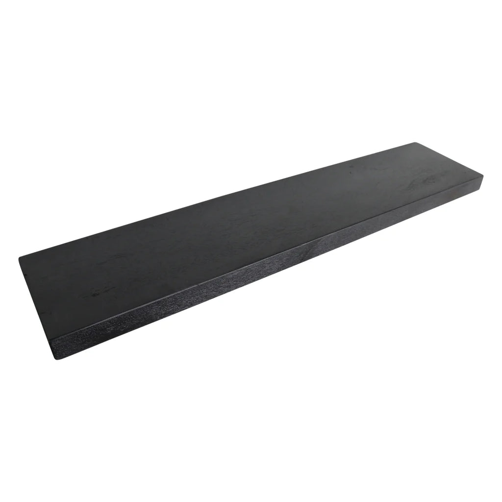 Arrière détagère murale flottante noire en bois recyclé 80x18 cm polie