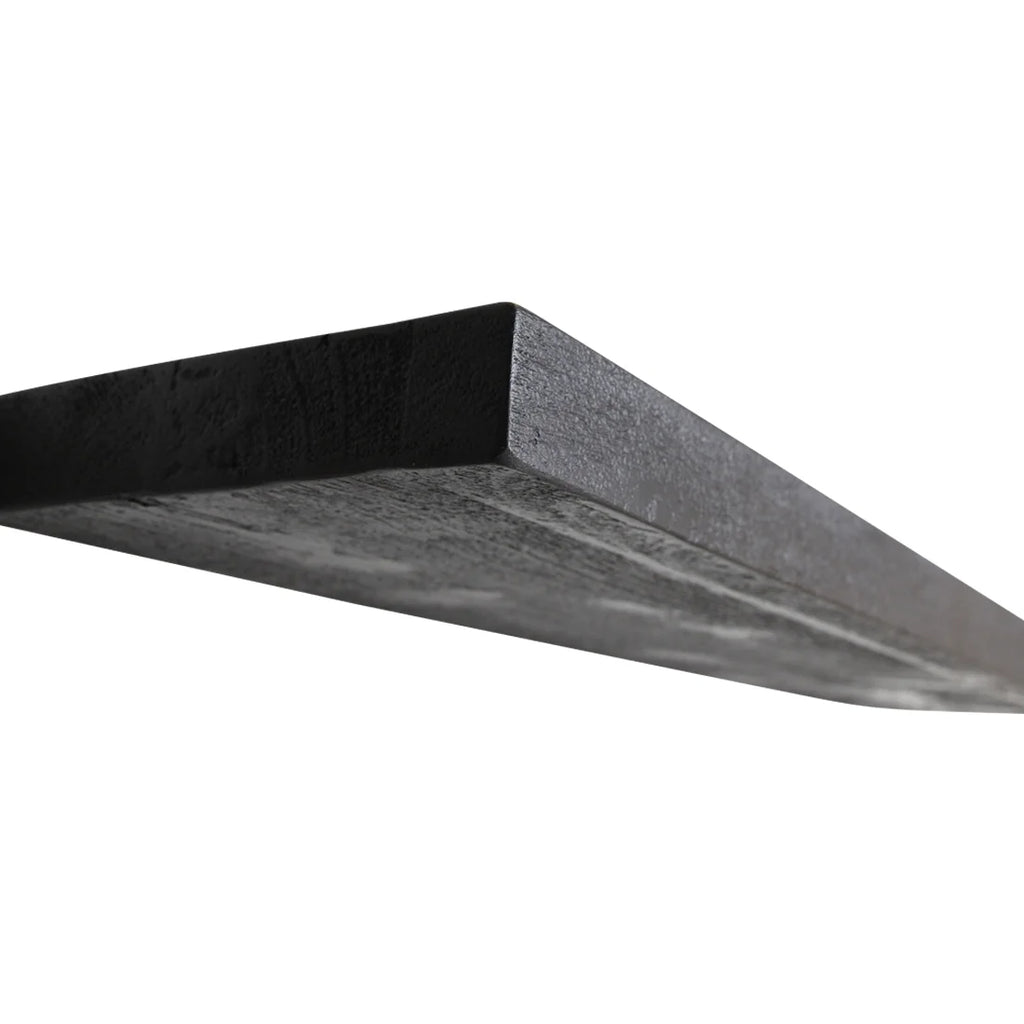Étagère murale flottante noire en bois recyclé 80x18 cm avec support en acier L-shaped mat texturé