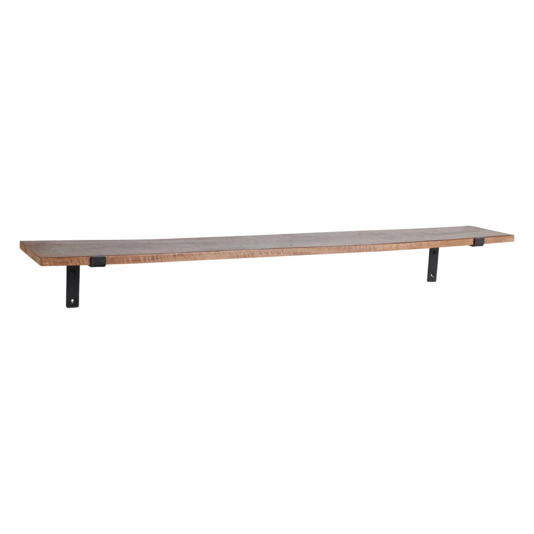 Étagère murale industrielle en bois recyclé et métal noir, 120x18 cm