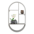 Étagère murale ovale en acier gris 35x15x60 cm, design minimaliste
