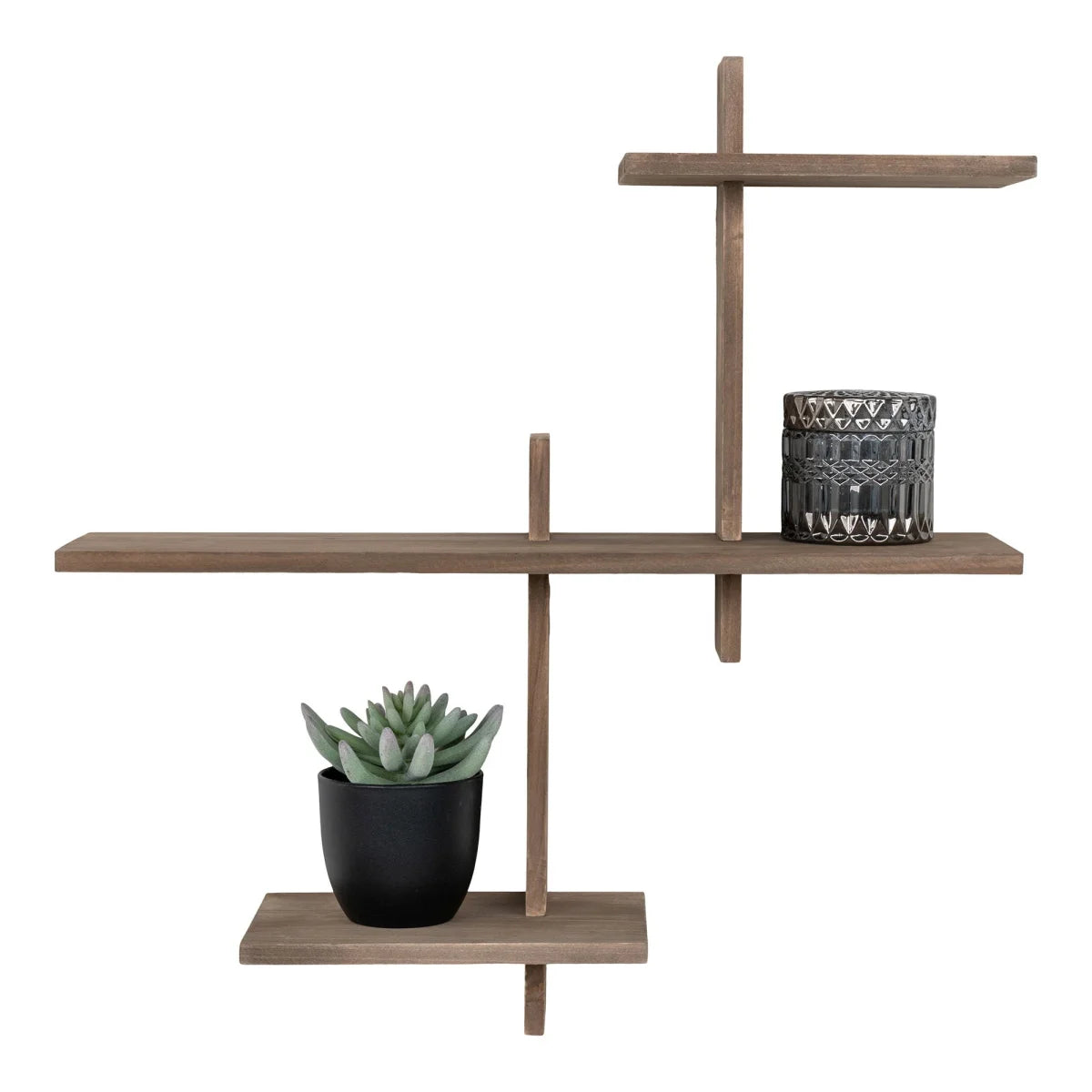 Étagère murale en pin asymétrique gris vieilli, 53x15x56 cm