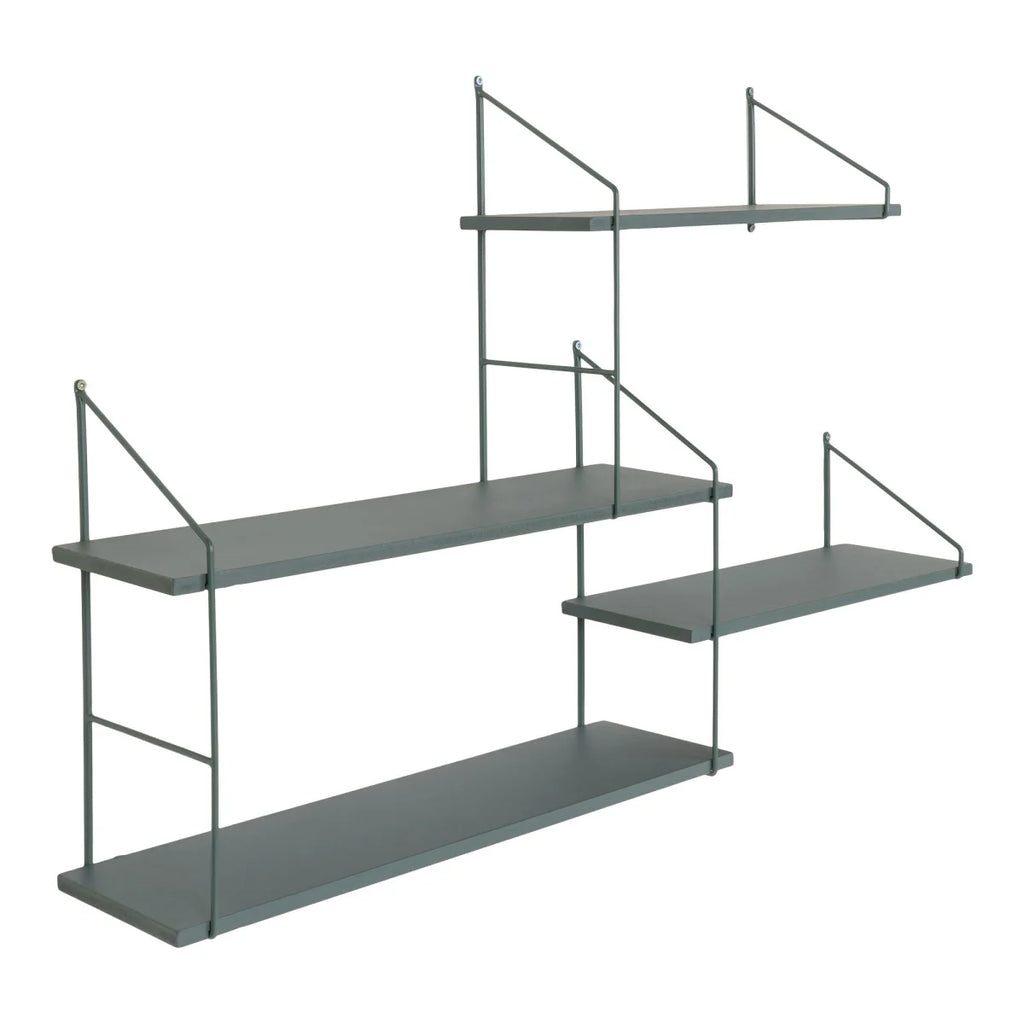 Étagère murale rectangulaire en métal gris moderne à 4 niveaux minimaliste