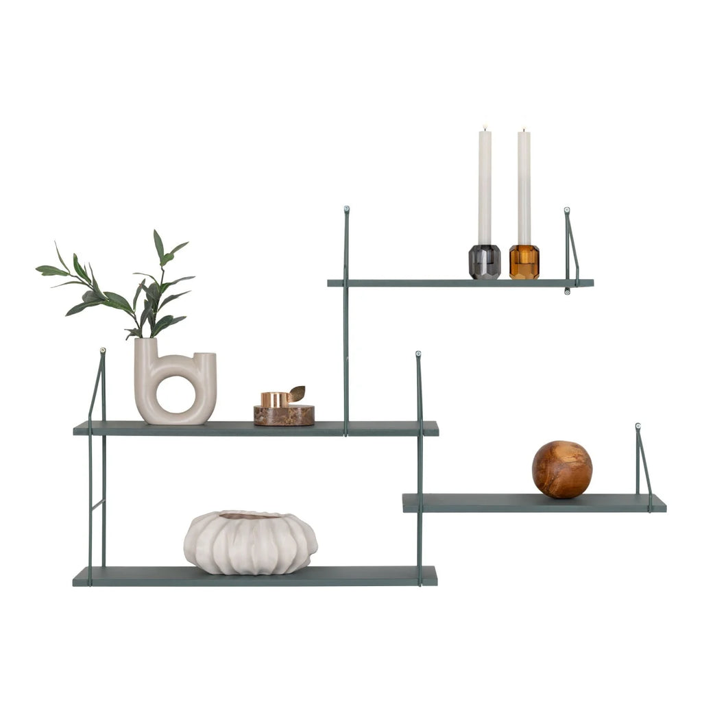 Étagère murale rectangulaire en métal gris moderne à 4 niveaux minimalistes