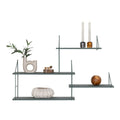 Étagère murale rectangulaire en métal gris moderne à 4 niveaux minimalistes