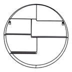 Étagère murale ronde en métal noir Ø47 cm design géométrique moderne