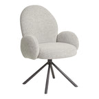 Fauteuil bouclé gris clair pivotant avec accoudoirs enveloppants