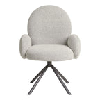 Fauteuil bouclé gris clair pivotant avec accoudoirs enveloppants