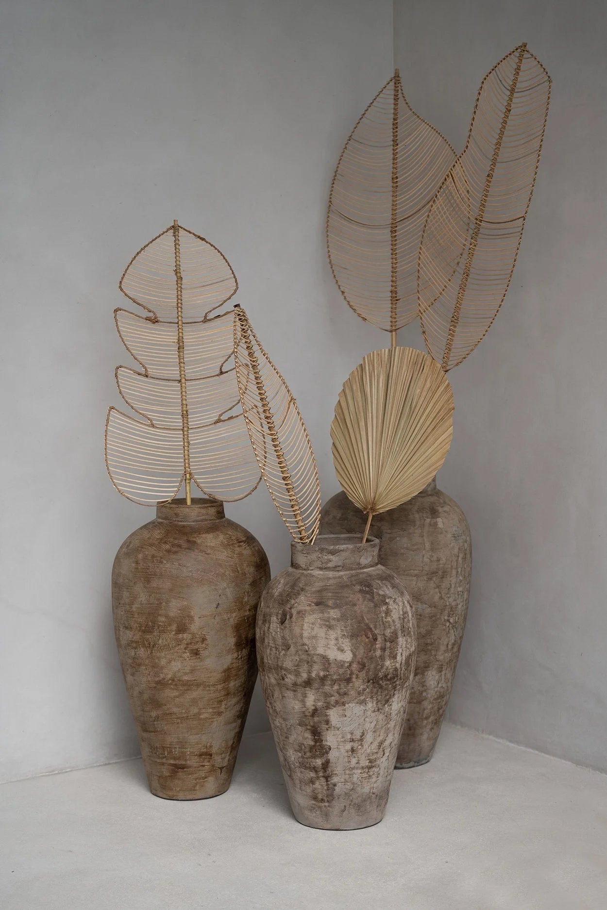 Feuilles décoratives en rotin naturel – H120 cm