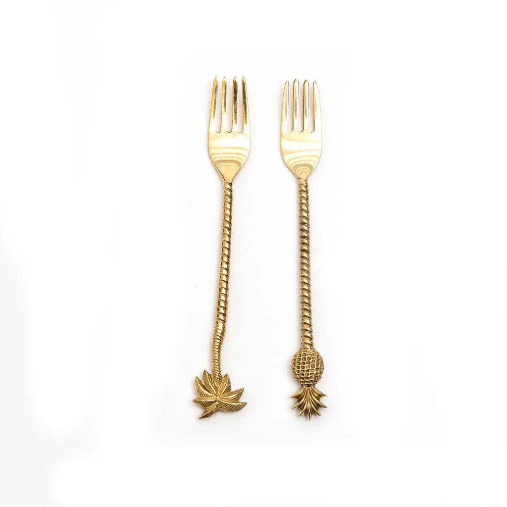 Fourchette en laiton doré palmier – 22x3 cm