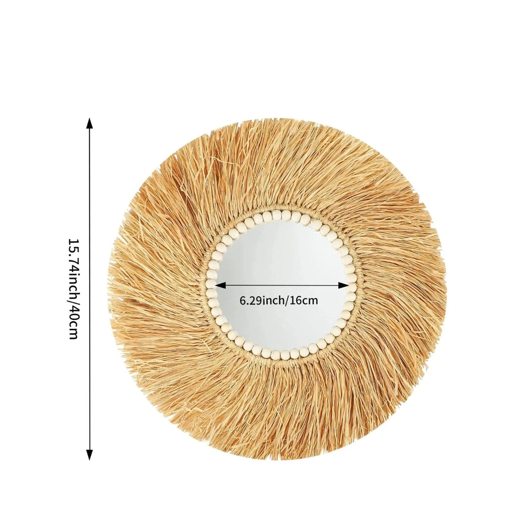 dimensions du grand miroir en raphia