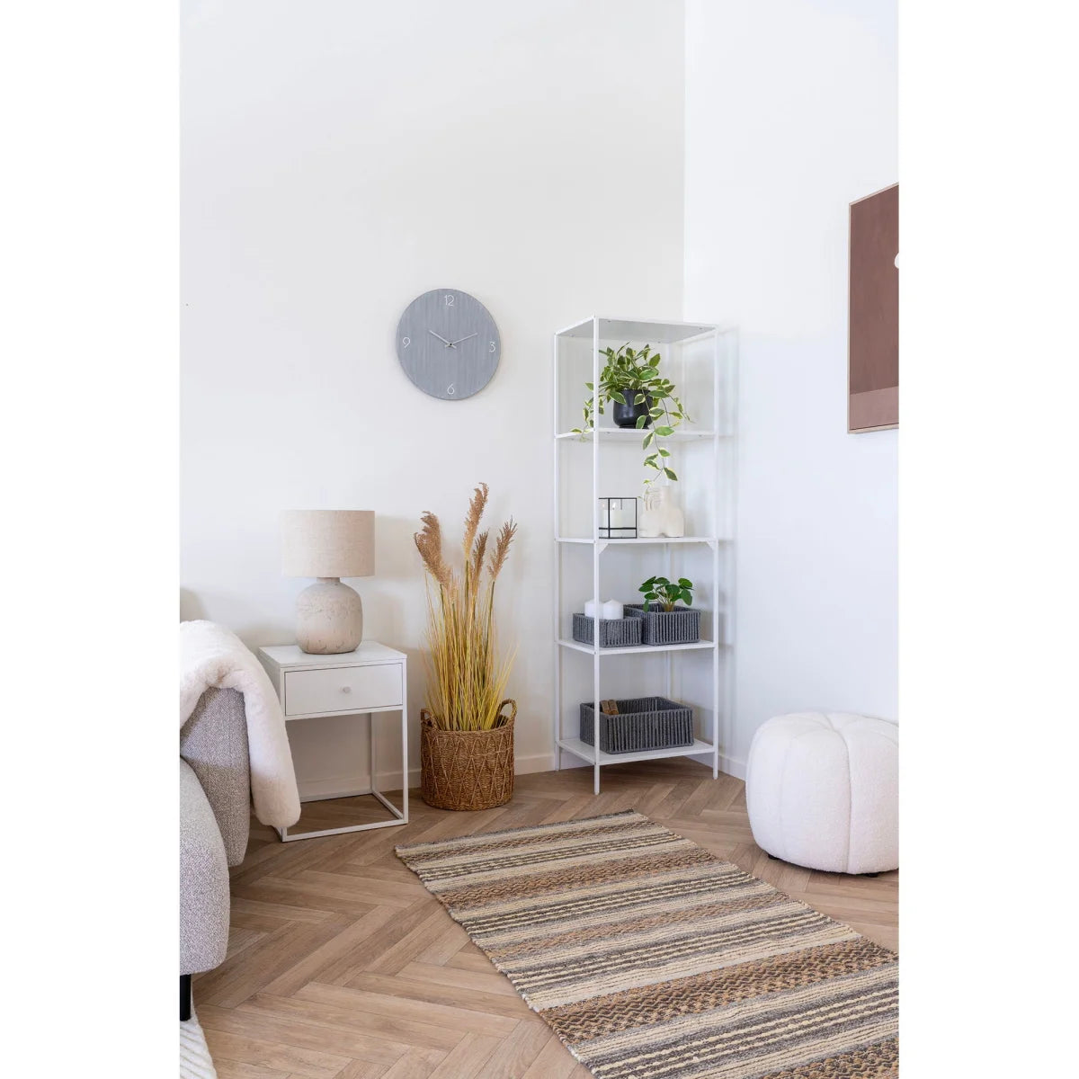 Horloge murale ronde grise en MDF, silencieuse, ø40 cm