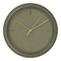 Horloge murale ronde en métal vert kaki avec aiguilles dorées Ø30 cm