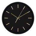 Horloge murale ronde noire en verre et métal, détails dorés, Ø35 cm