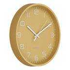 Horloge murale ronde en verre ocre doré mat, silencieuse, Ø30 cm