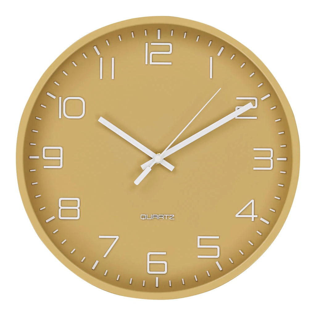 Horloge murale ronde en verre ocre à mouvement silencieux – Ø30 cm