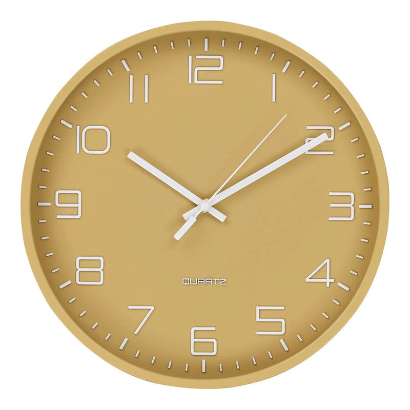 Horloge murale ronde en verre ocre à mouvement silencieux – Ø30 cm