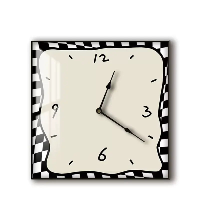 Horloge murale style bande dessinée carré noir