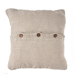 Housse de coussin carré en lin beige texturé avec poche boutonnée