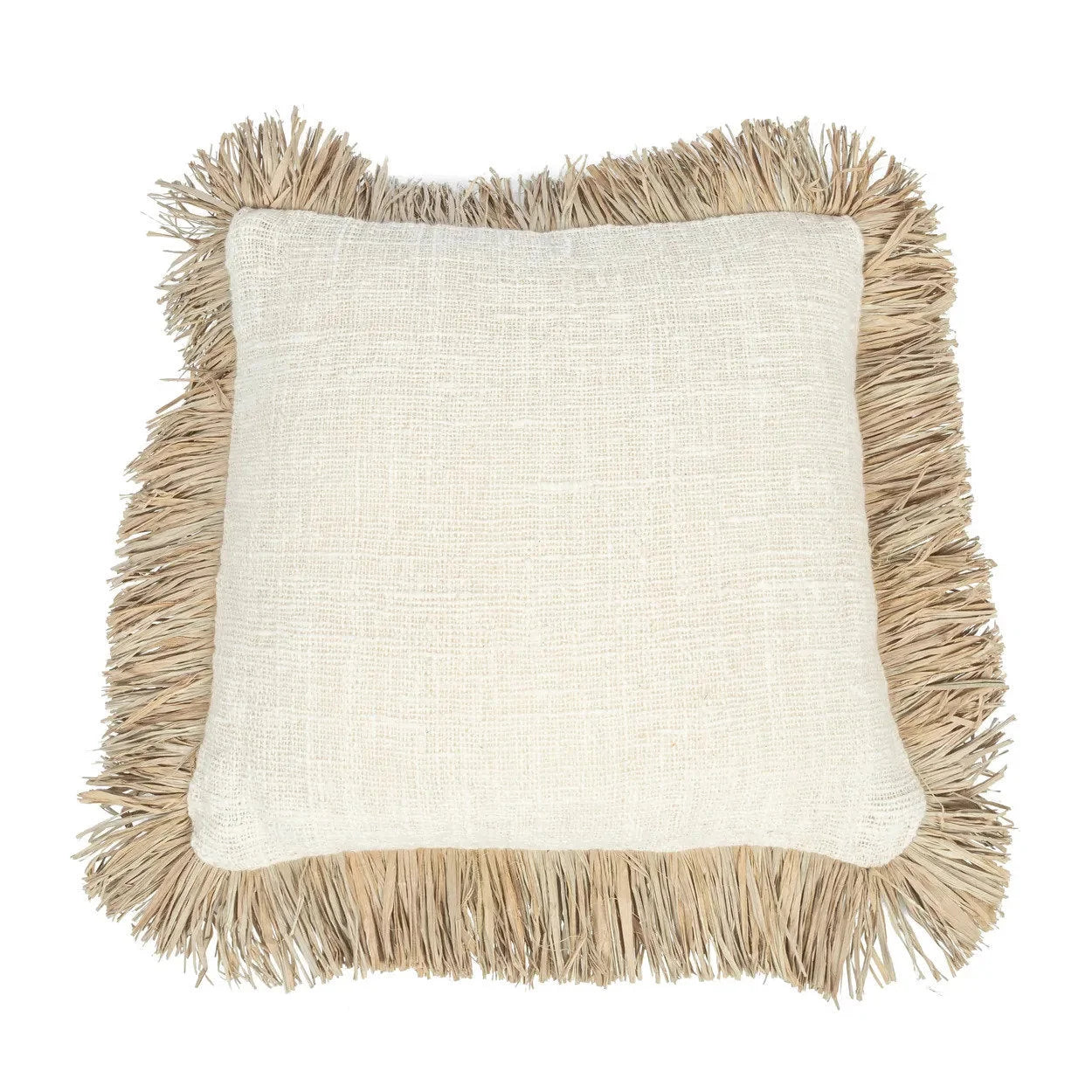 Housse de coussin carrée en coton avec franges décoratives naturelles et shaggy