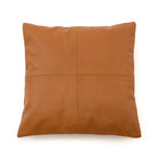 Coussin carré en cuir camel avec couture croisée de 40x40 cm