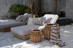 Housse de coussin coton beige à franges - 40x40 cm