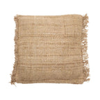 Housse de coussin en coton beige avec franges, texture rugueuse, 60x60 cm