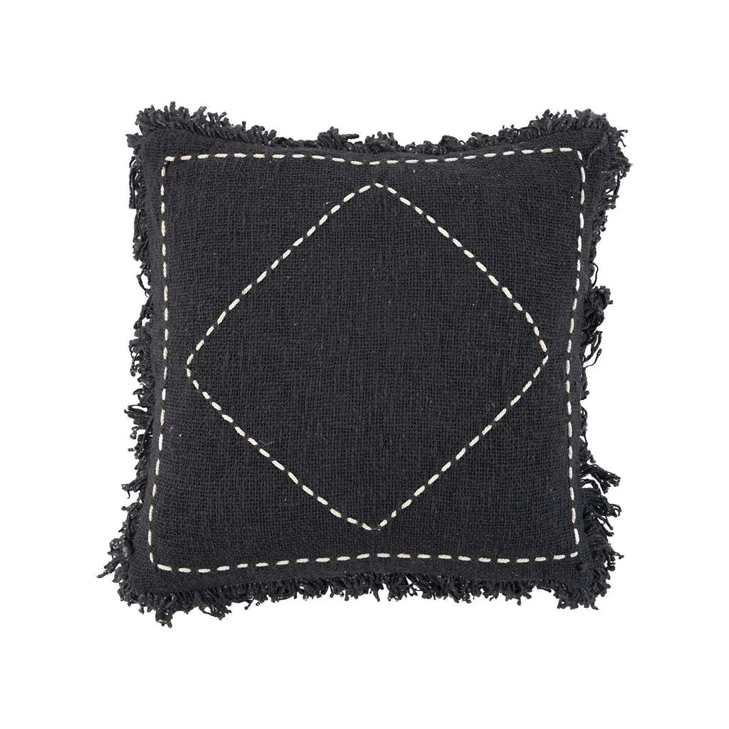 Housse de coussin coton noir blanc motif losange - 45x45 cm