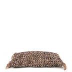Coussin en coton noir cuivre à franges avec motif marron et blanc, 30x50 cm