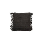 Coussin noir marine en coton carré avec franges, 40x40 cm, Housse de coussin en coton noir marine