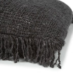 Plaid en coton gris foncé tissé avec franges pour Housse de coussin en coton noir marine 40x40 cm