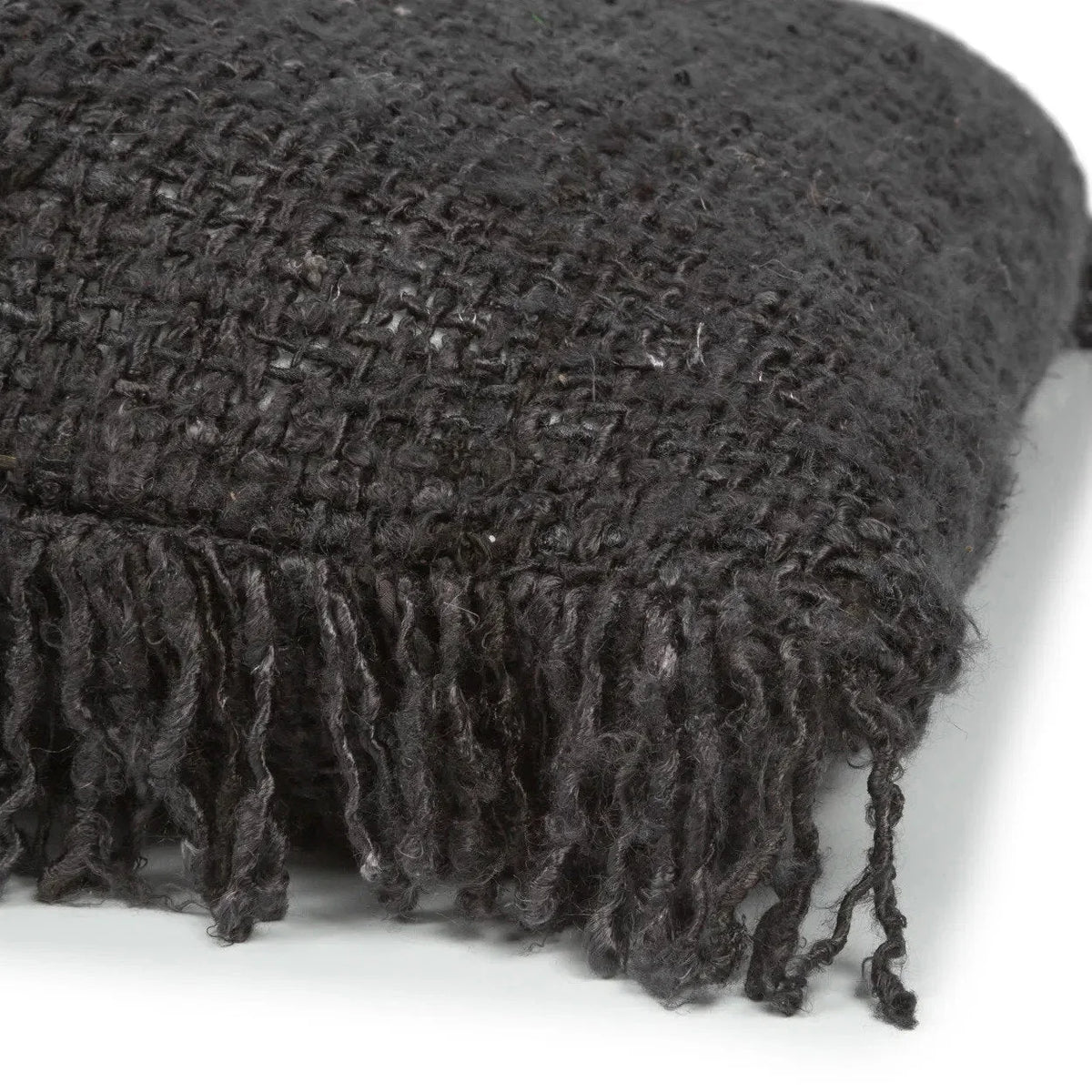 Plaid en coton gris foncé tissé avec franges pour Housse de coussin en coton noir marine 40x40 cm