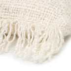 Housse de coussin crème en coton texturé avec franges - 40x40 cm