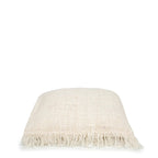 Housse de coussin crème en coton texturé avec franges, 40x40 cm