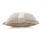 Housse de coussin en lin beige à motif croix et franges, 50x50 cm