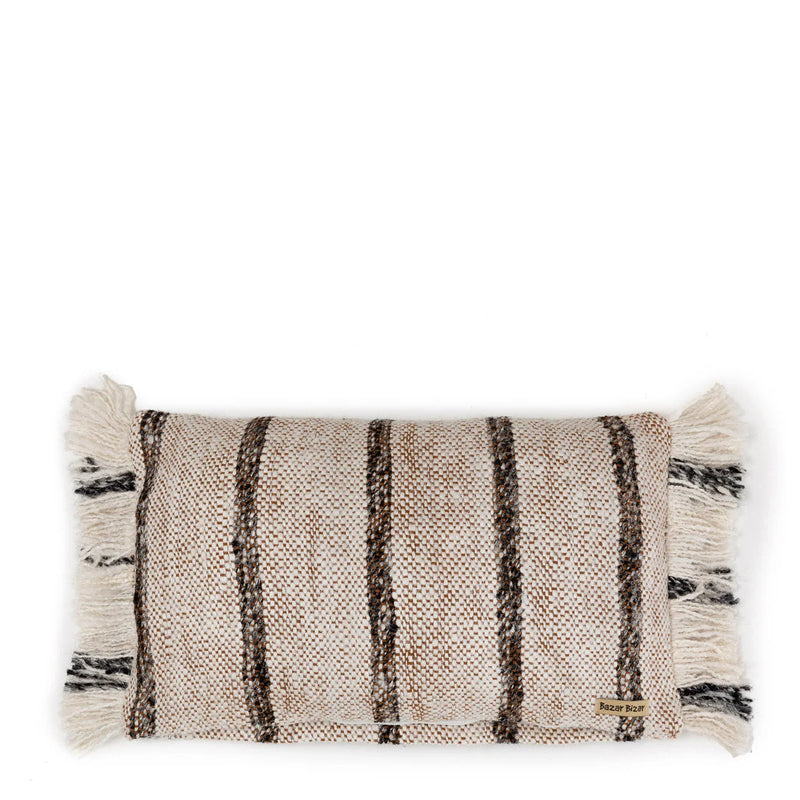 Housse de coussin rectangulaire coton beige - 30x50 cm