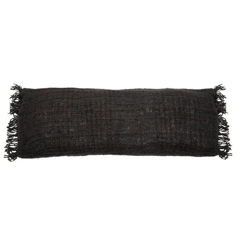 Housse de coussin rectangulaire coton noir - 35x100 cm