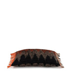 Housse de coussin rectangulaire en coton noir orange à motif chevron et franges - 30x50 cm