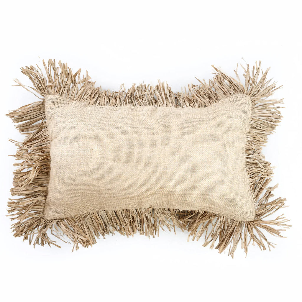 Housse de coussin rectangulaire en jute naturel avec franges décoratives