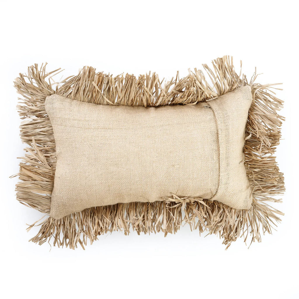 Housse de coussin rectangulaire en jute naturel avec franges décoratives