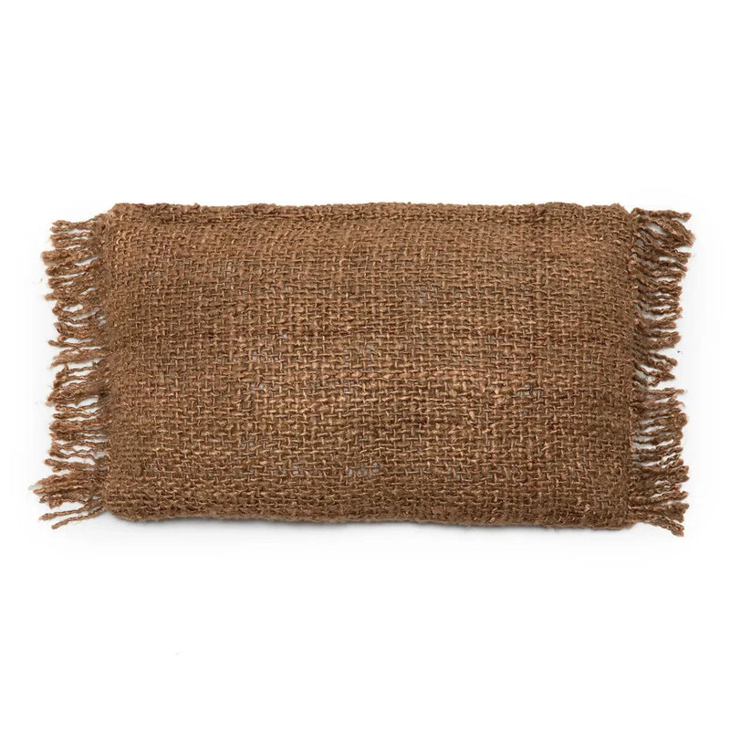Housse de coussin rectangulaire marron coton - 30x50 cm
