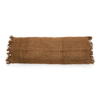 Housse de coussin rectangulaire marron en coton avec franges, 35x100 cm