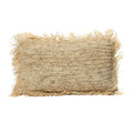 Housse de coussin rectangulaire en raphia naturel à franges avec bords effilochés