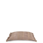 Housse de coussin rectangulaire en velours côtelé beige avec franges