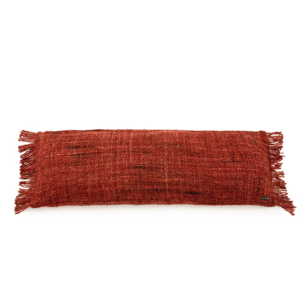 Housse de coussin rouge cerise à franges, rectangulaire, textured, 35x100 cm