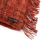 Housse de coussin rouge cerise en coton tissé avec texture et frange, 40x40 cm