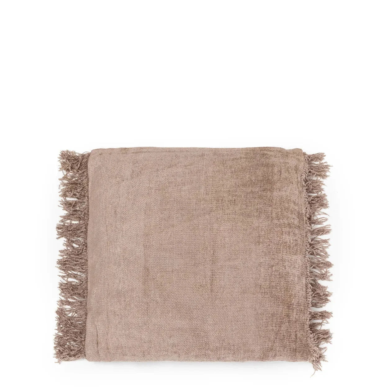 Couverture en franges marron pour Housse de coussin en velours béton 40x40 cm
