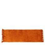 Housse de coussin velours rouille texturé 35x100 cm frangé