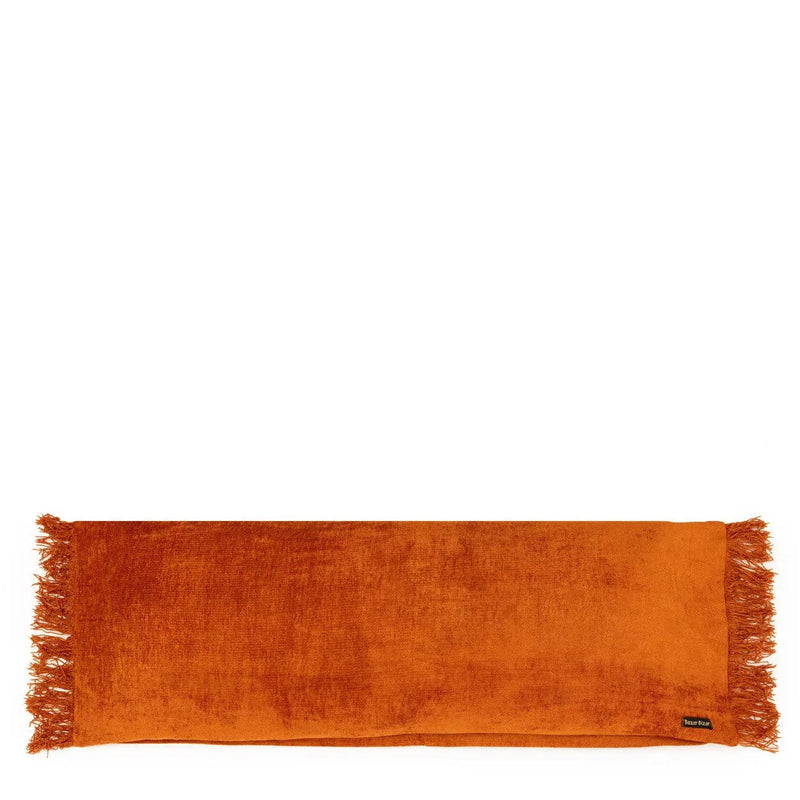 Housse de coussin velours rouille 35x100 cm rectangulaire