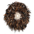Disque décoratif en plumes marron avec coquillage central pour Juju hat murale rond