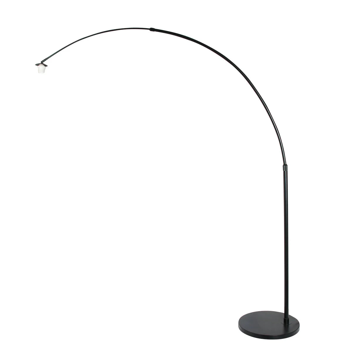 Lampadaire à arc noir avec abat-jour lanterne blanc nervuré, H180 cm